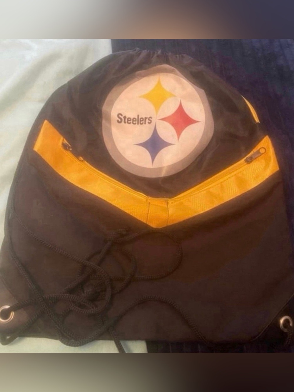 NFL Pittsburgh Steelers Black and Gold Drawstring Backpack